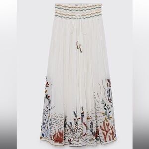 Embroidered White Maxi Skirt